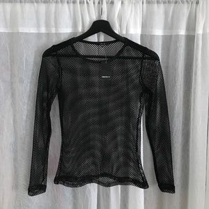 F21 Forever 21 Black Mesh Long Sleeve Top